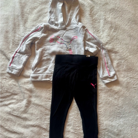 Puma Other - Puma Kids Hoodie & Black Leggings with Pink Logo